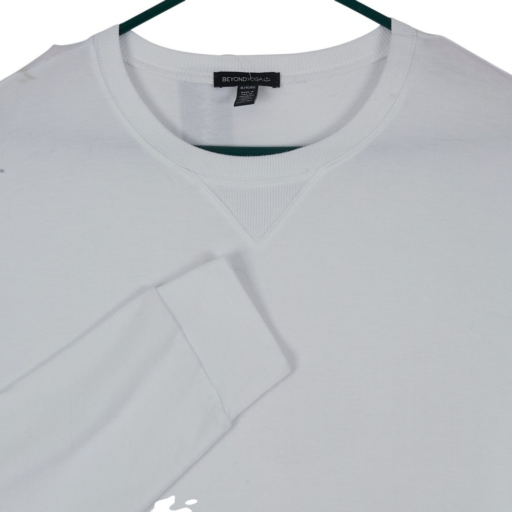 Beyond Yoga Sweatshirt‎ Men's XL White Pullover Modal Stretch Long Sleeve READ